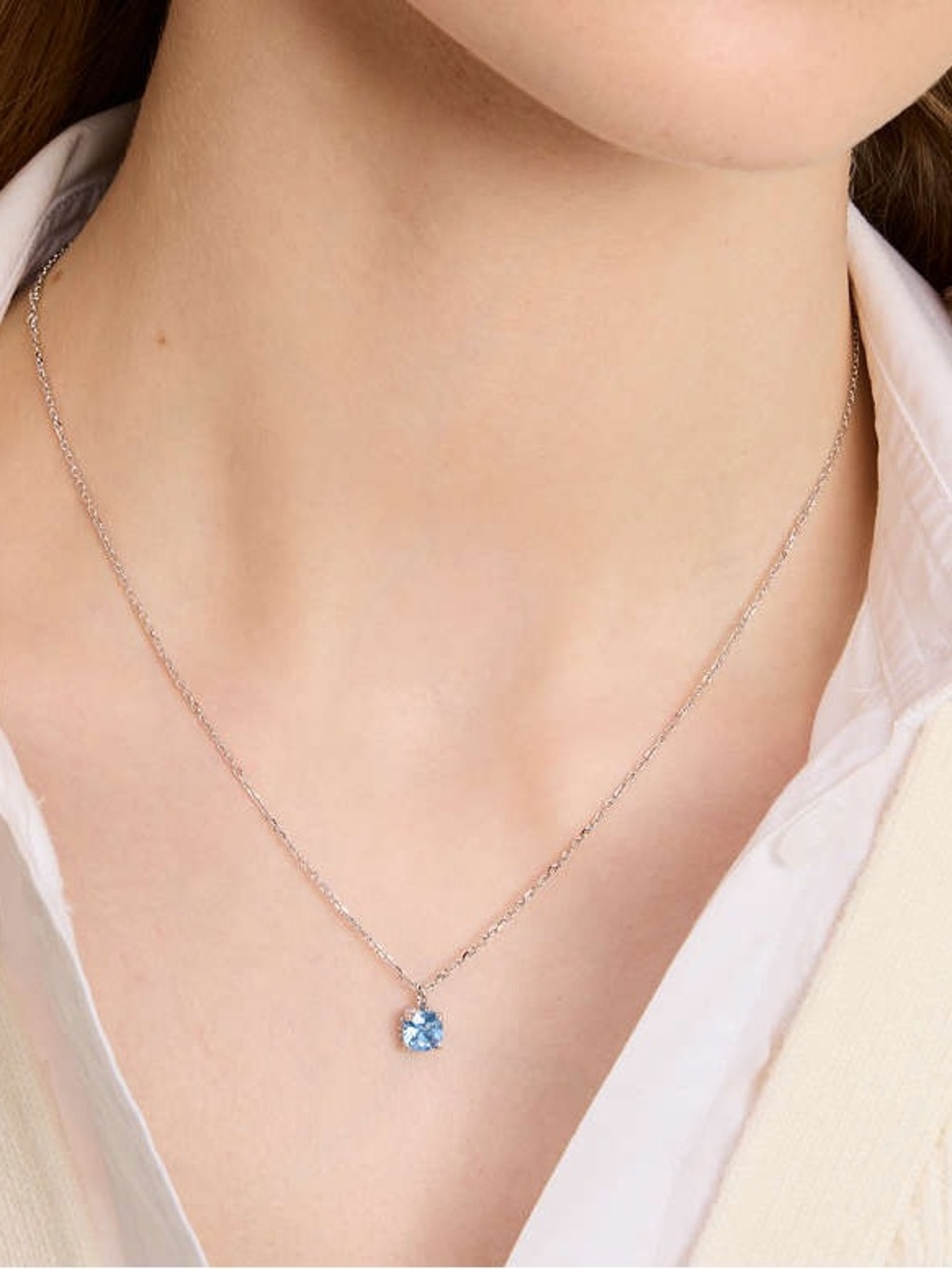 Kate Spade ♠️Silver Necklace with Blue Gemstone Pendant - NWT in box Mothers Day
